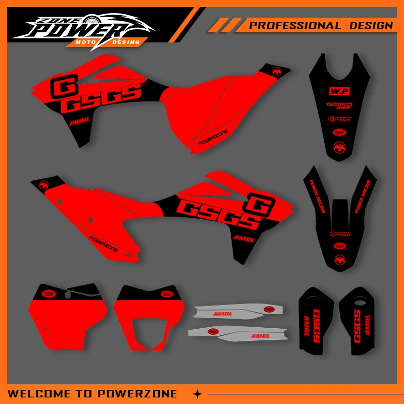 

POWERZONE Motocross Team Graphics Background Sticker Decal Kits For GASGAS 2021 2022 2023 EC 200 250 300 Customized Number 04