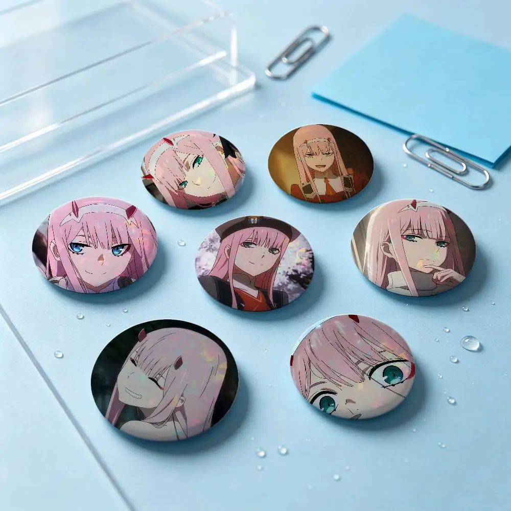 Zero Two Anime Character Badges 25 32 44 58 75 Mm Round Cosplay Pin Bag Decor Fans Collect Friends Gifts Brooch Souvenir