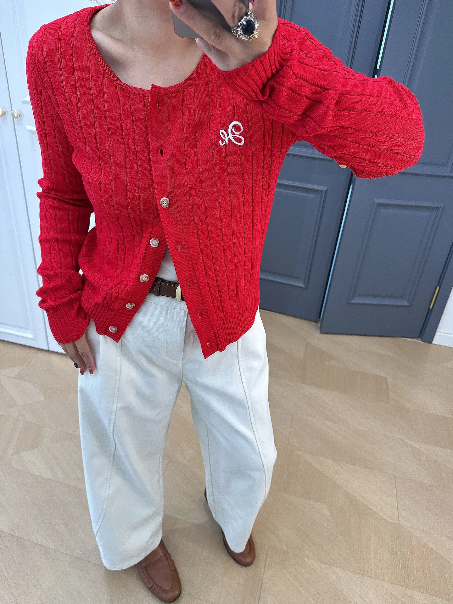 

College Sle Embroidered Knitted Sweater plus Size Women's Korean Twist Cardigan 200 Pou Fat MM Color Slimming Oute...