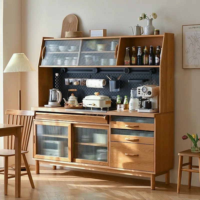 

Solid wood sideboard: integrated wall-high cabinet, perforated board storage cabinet, restaurant pantry cabinet