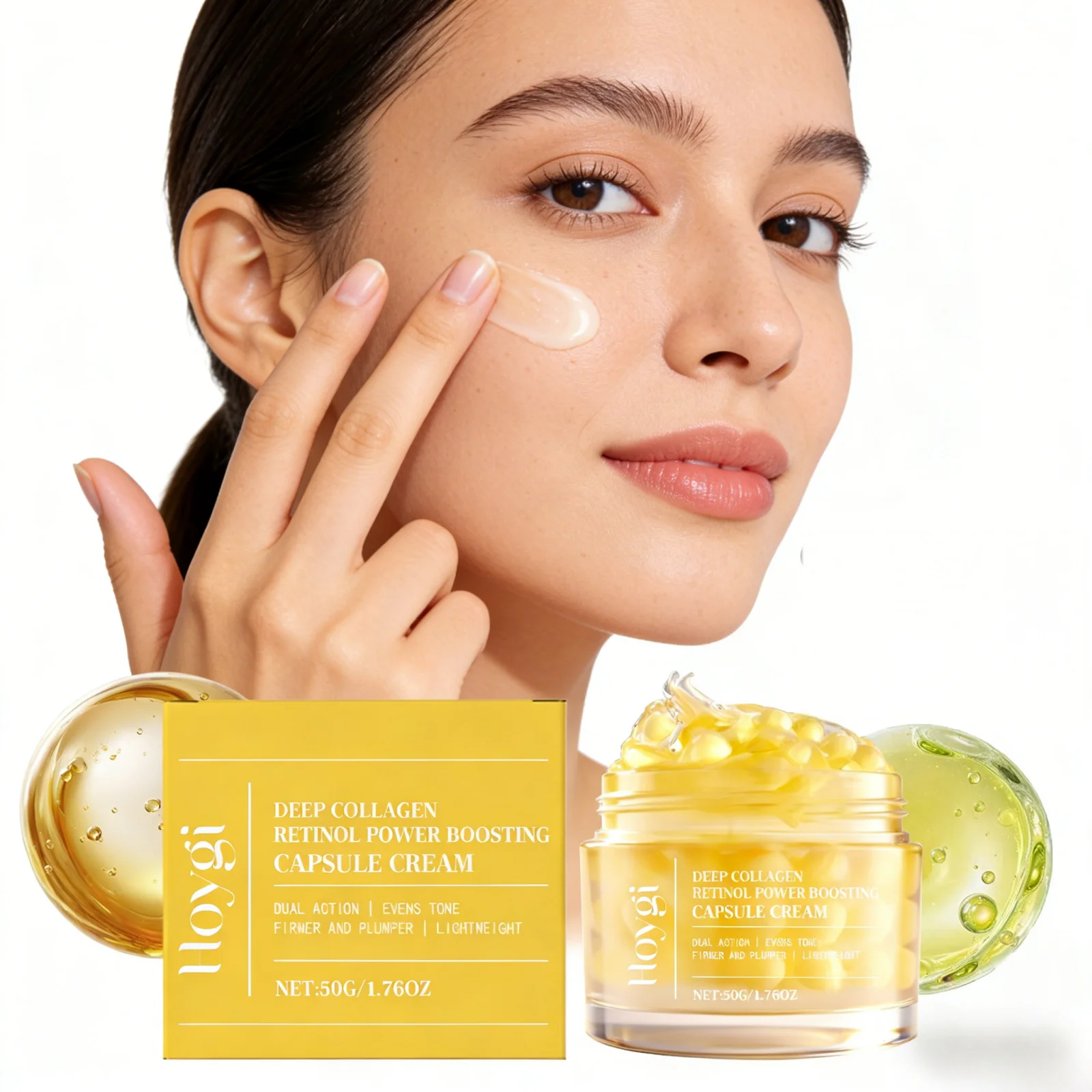 

Крем для лица Hoygi Collagen Capsule Cream: разглаживание кожи, осветление, устранение тусклости, легкое глубокое увлажнение с гиалуроновой кислотой.