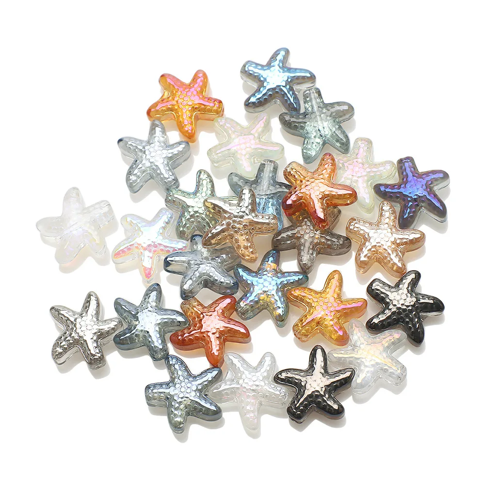 10Pcs Austrian Crystal Starfish Pendant 14mm Glass Loose Beads For DIY Making Jewelry Earings Bracelets Handmade Accessories