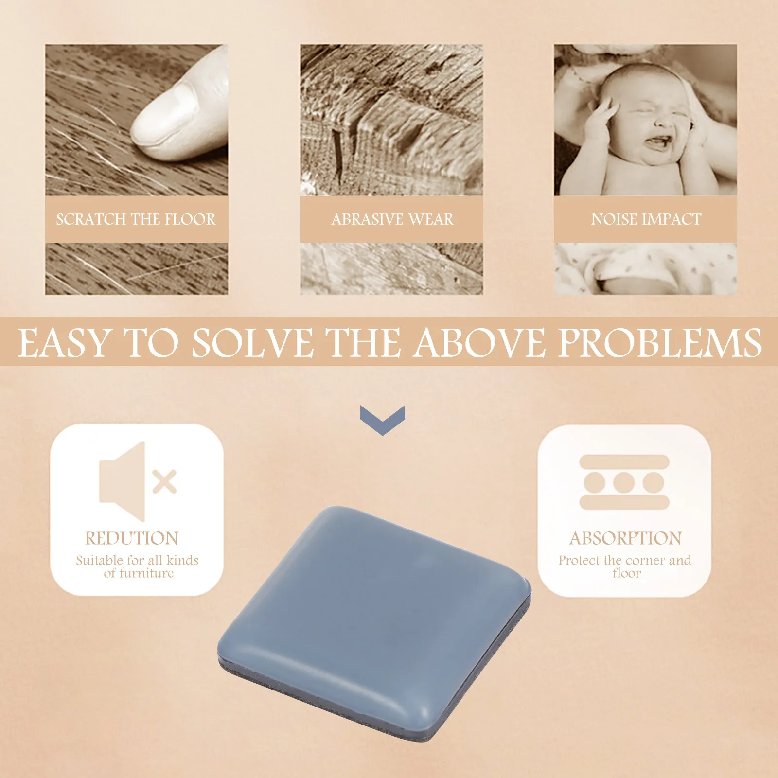 4Pcs Heavy Duty Anti-Skid Foot Cushions for Chairs Tables Furniture Legs Sturdy Wear-Resistant Floor Protection Home Store