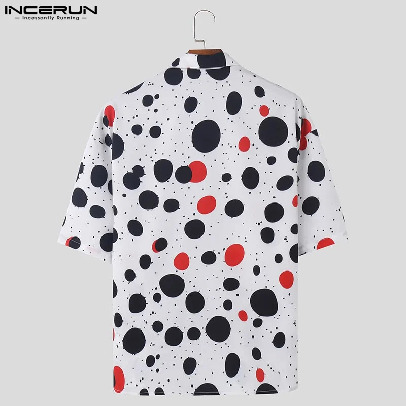 INCERUN Men\'s Shirt Printing Lapel Short Sleeve Button Casual Men Clothing Summer Streetwear 2024 Fashion Leisure Shirts S-5XL