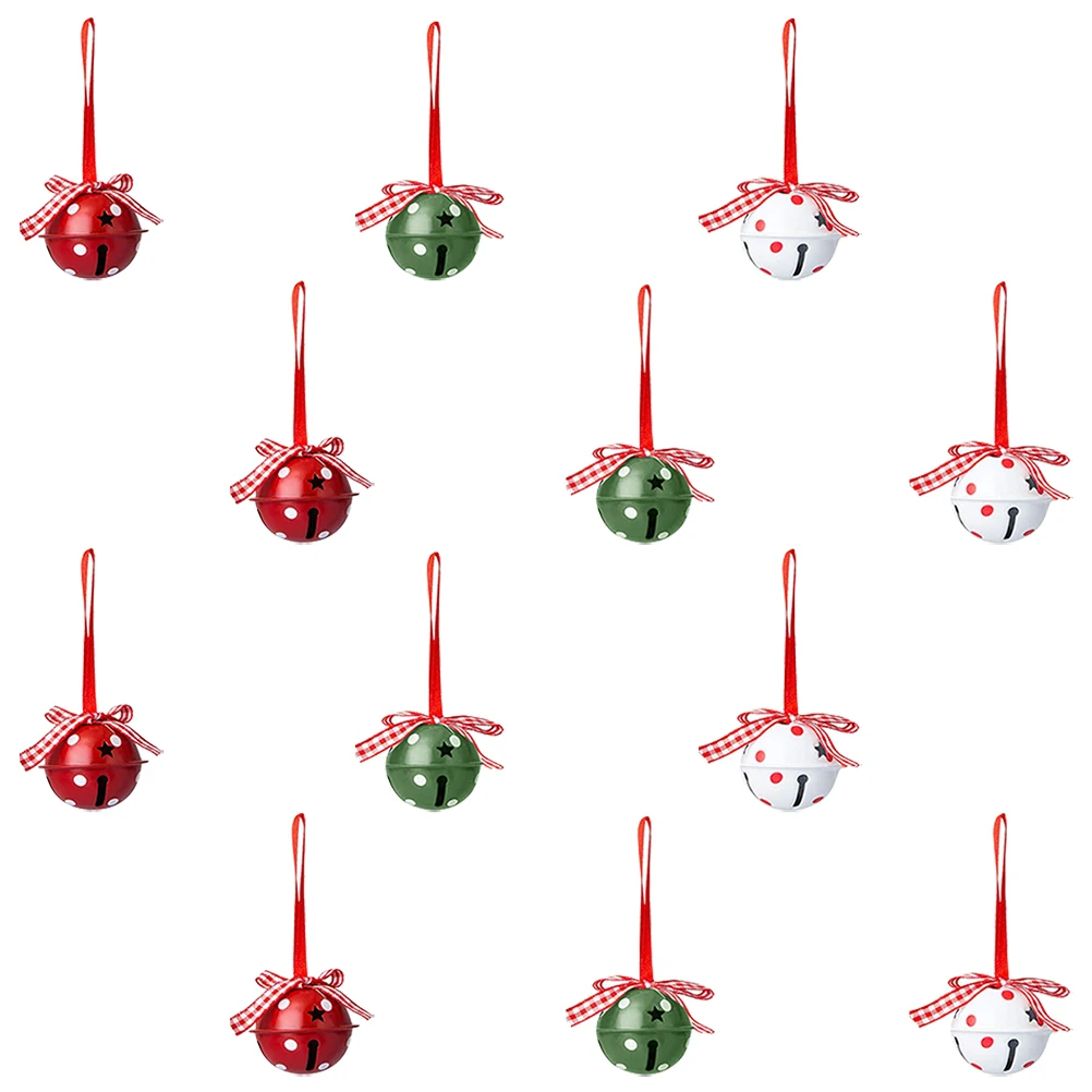 

12 Pcs Christmas Bell Pendant Copper Metal Ornaments Sleigh Bells Decor Craft Hanging Xmas Bowknot Tree Diy Festive Accessories