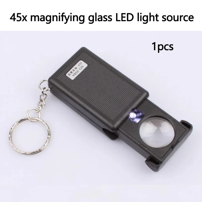 45x magnifying glass LED light source Pull jewelry identification magnifying glass IC resistance Magnifying Drawer 9584