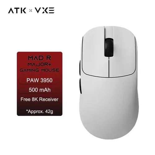 Ratón deportivo para juegos ATK VXE MAD R MAJOR, ultraligero, modo dual, sensor PAW3395/3950, ratón ergonómico estándar 8K