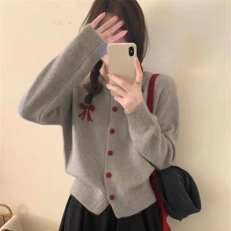

Women's Clothing Cardigan Solid Color O-neck Long Sleeve Office Lady Simplicity Elegant Trend Close to the People Wild Elegant