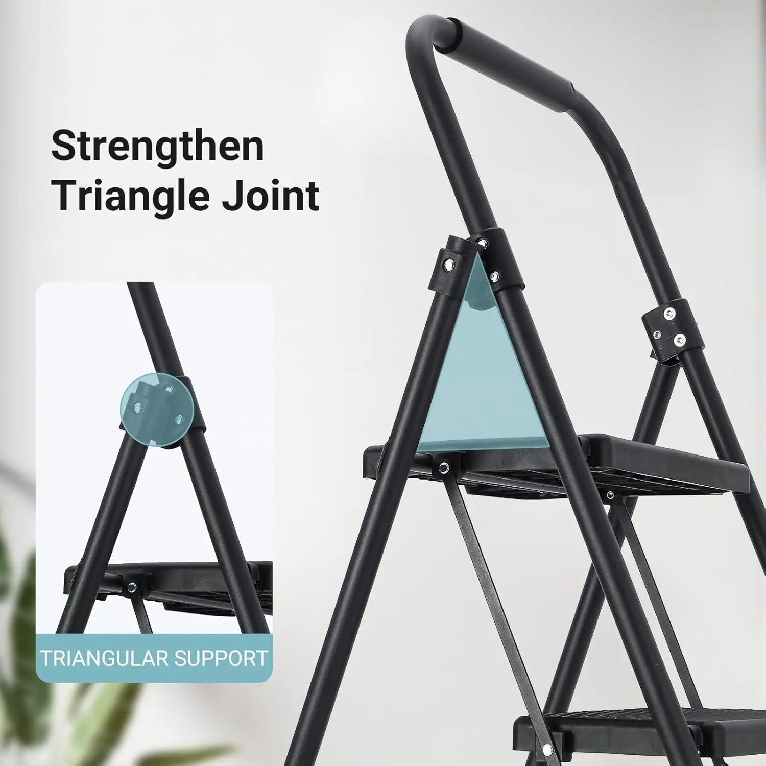 سلم فولاذي قابل للطي بخمسة خطوات، سلالم واسعة بدواسات واسعة مضادة للانزلاق بسعة 400 رطل مع تصميم قفل آمن لورشة مستودعات المنزل