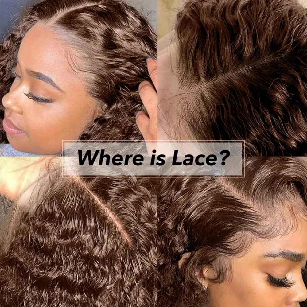 여성용 초콜릿 브라운 합성 레이스 프론트 가발 13x4 HD 딥 웨이브 프론탈 가발 내열성 헤어 데일리 사용 가발 26인치