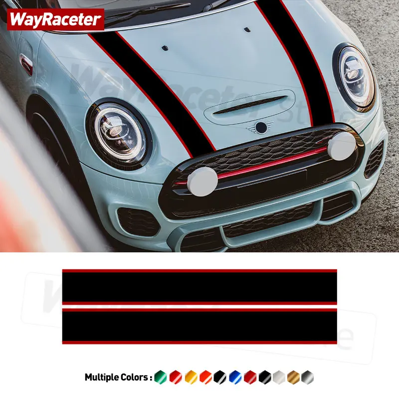 

Bonnet Hood Stripes Sticker For MINI Cooper F66 2025 Aceman J05 Counytryman U25 JCW F65 F67 J01 2024 F56 R56 R50 R53 R60 F60 F54