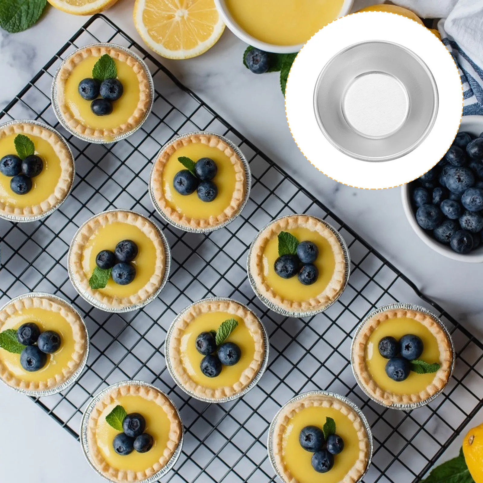 25Pcs Aluminum Alloy Egg Tart Molds Non Stick Mini Tart Pan Quick Heat Conduction for Small Cakes Pies Cookies Chocolate