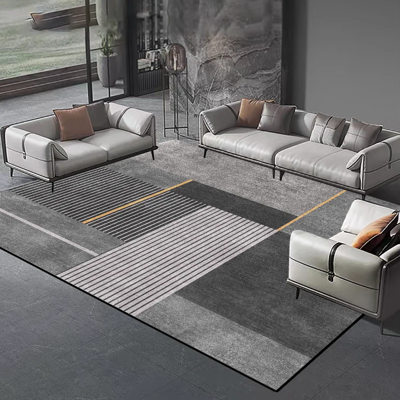 Living Room Decoration Grey Carpets Modern Light Luxury Geometry Carpet Hall Sofa Side Floor Mat Room Doorway Hallway Soft Rugs