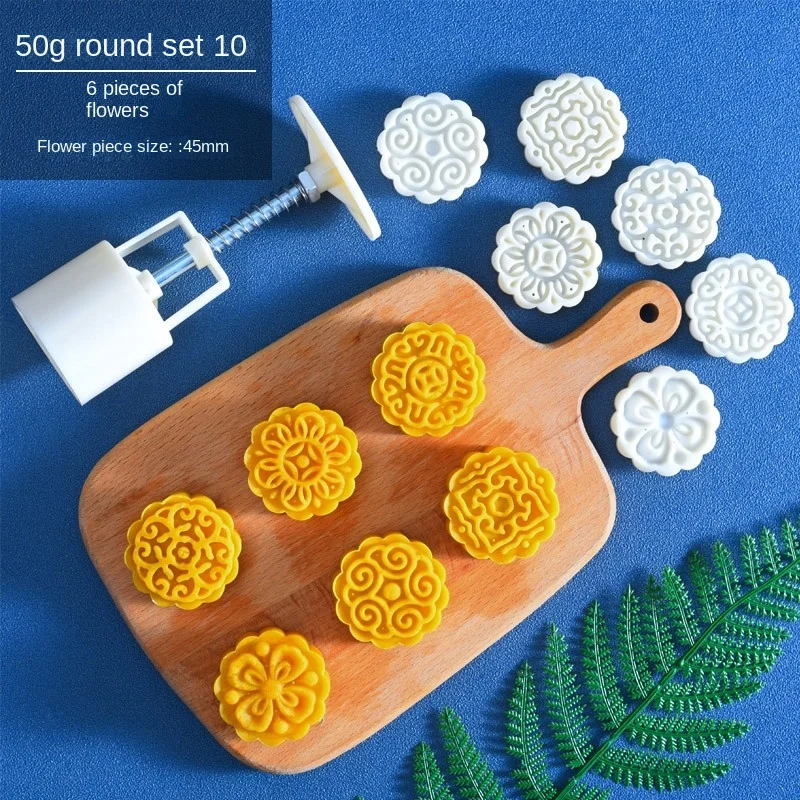 Creative Mooncake Mold Mid-Autumn Festival Hand-pressed Mooncake Set Handmade DIY Ice Skin Mung Bean Pastry Mooncake Baking Mold