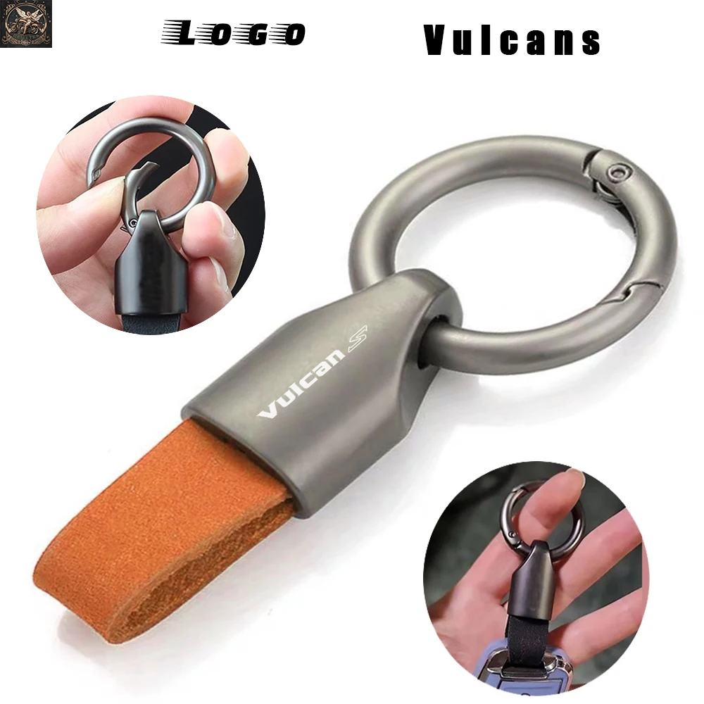 New For Kawasaki VULCANS 650 VN650 VULCANS650 Accessories Luxury Leather Keychain Key Rings Leather Metal Keychain Keyring