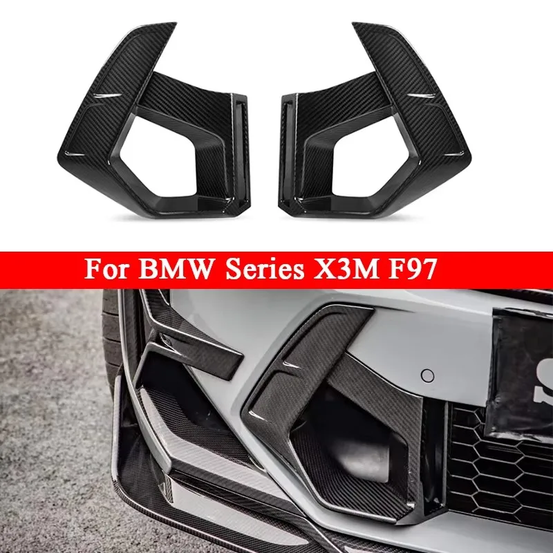 

For BMW X3M F97 2022+ Carbon Fiber Front Bumper Air Vent Cover Trim Foglamp Mesh Grill Car Accessories body kit