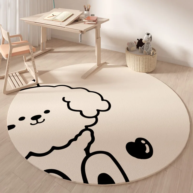 

Cute Cartoon Animal Round Kids Carpets,Non-Slip Bedside Sofa Area Rugs,Baby Girl Kawaii Room Decor,Crawling Mat,Home Living Room