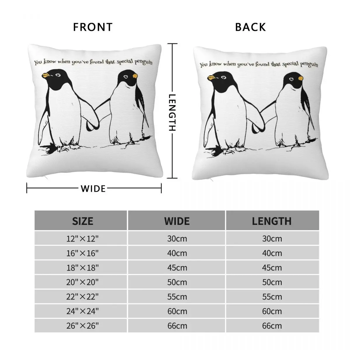 Found That Special Penguin Square Pillowcase Polyester Linen Velvet Printed Zip Decor Room Cushion Cover