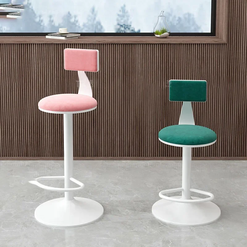 Premium Simple Bar Chairs Modern Nordic Pink Trendy Bar Stool Ottomans Luxury Bancos Para Barra De Cocina Restaurant Furniture