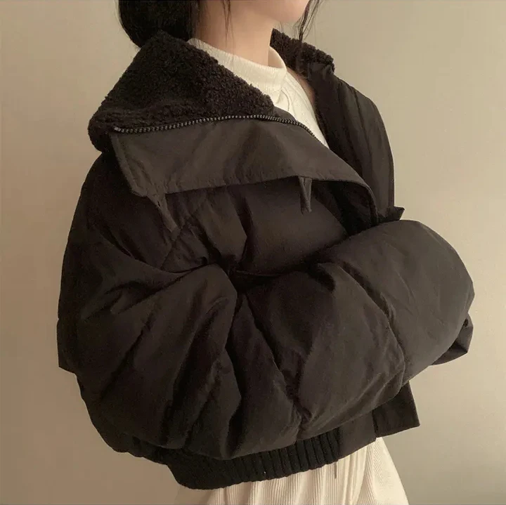 Parkas Parkas con cordón prendas de vestir exteriores gruesas Ropa de lana de cordero Mujer 2025 Mujer Casaco Otoño Invierno chaquetas de un solo pecho