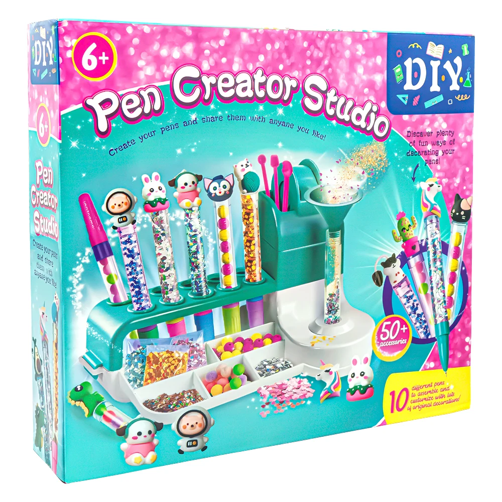 DIY Ballpoint Pen Making Kit for Girls Aged 6-12 - Craft Kit to Make Sparkling Pens with Glitter Beads - Girl's Birthday Gift