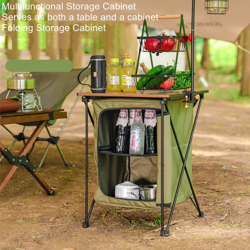 Portable, Multi-functional Aluminium Alloy Dual-purpose Table and Cabinet – Outdoor Camping Folding Storage Unit