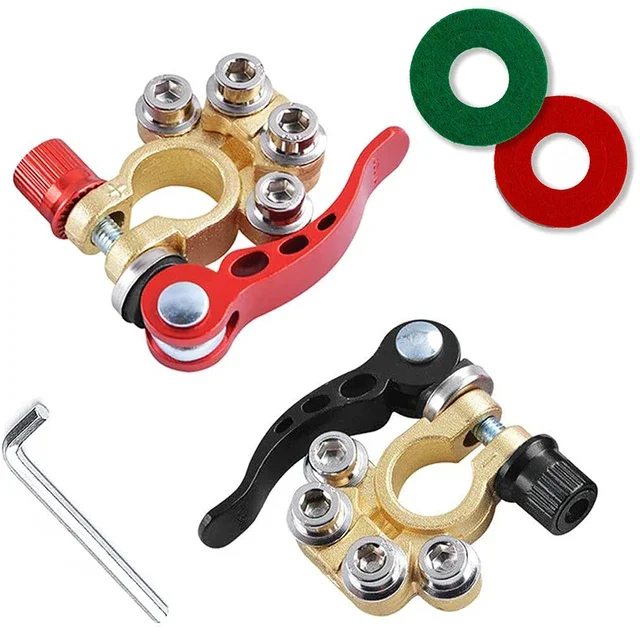 Marine Car Auto Battery Brass Terminal Porous 4 Way Quick Release Adjustment Disconnect Removable Connector Copper Battery Clamp