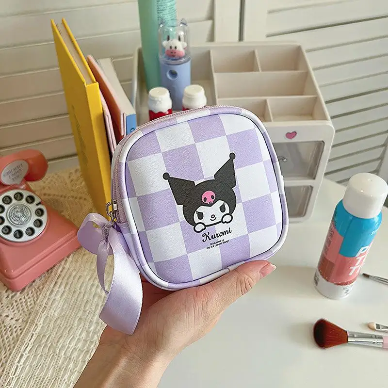 PU Ins Sanrios Cosmetic Bag Kuromi Cartoon Anime Figure Kawaii Cartoon Water Proof Large Capacity Storage Bag Cosmetic Leather