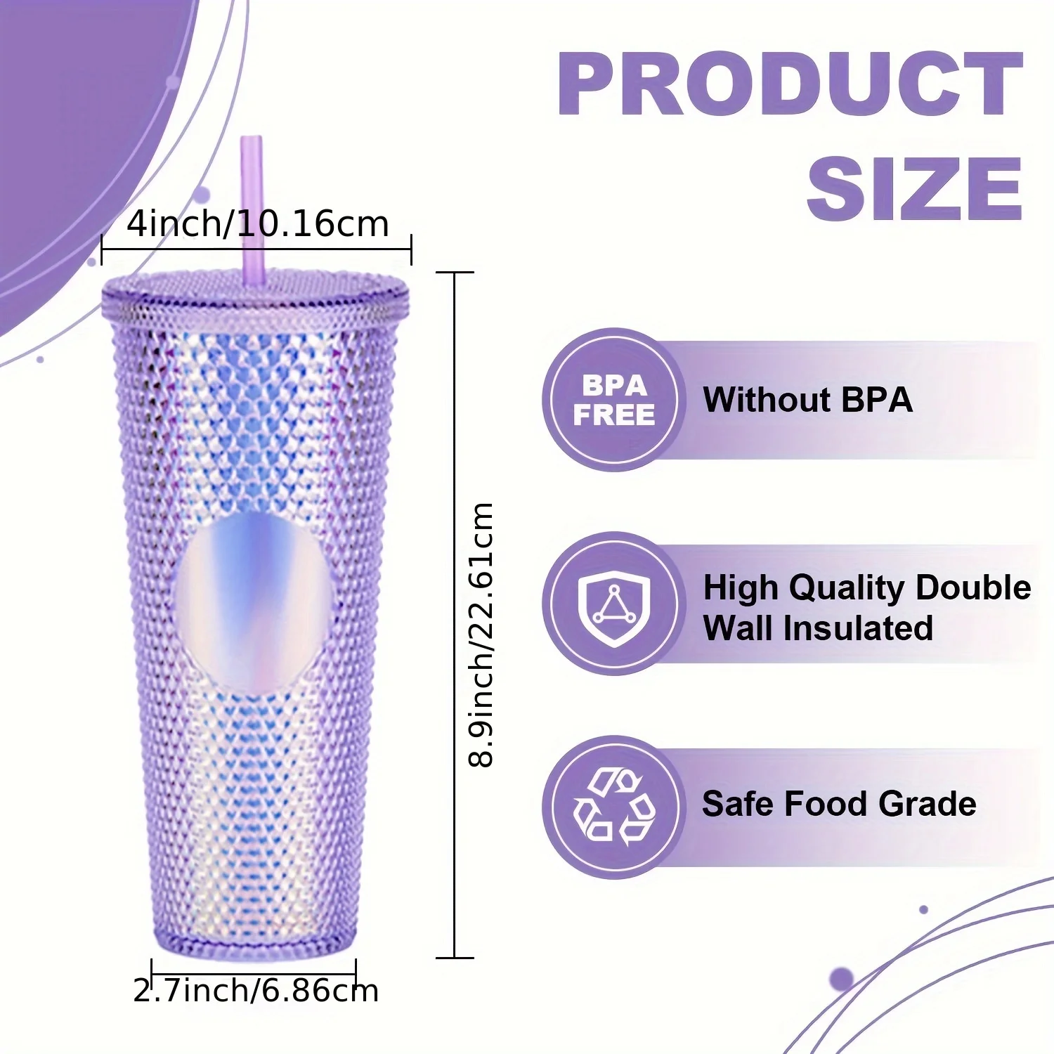 LUSQI 1PC 800ML Creative Durian Pattern Drinking Cup Plastic Cup With Straw Large Capacity Reusable