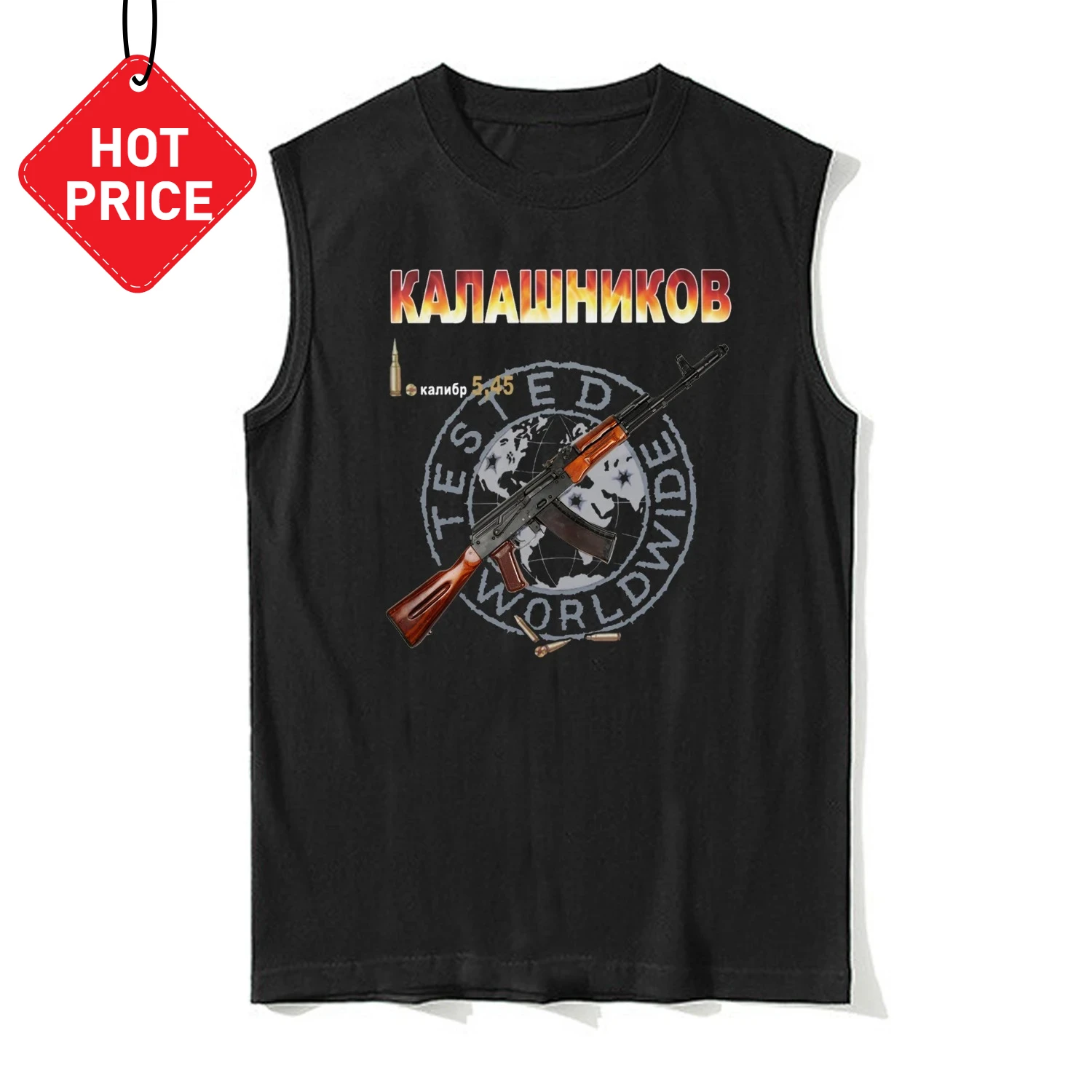 Retro Gun 5.45 Caliber Kalashnikov AK-74 Assault Rifle Tank Top 100% Cotton O-Neck Casual Mens Vests Sleeveless Tee Streetwear