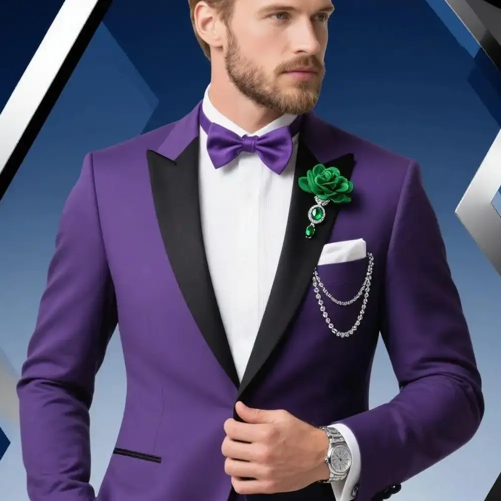 

3 Pieces Wedding Men's Suits Formal Groom Tuxedos Business Suits Casual Slim Fit Blazer Double Breasted Vest Pants for Party