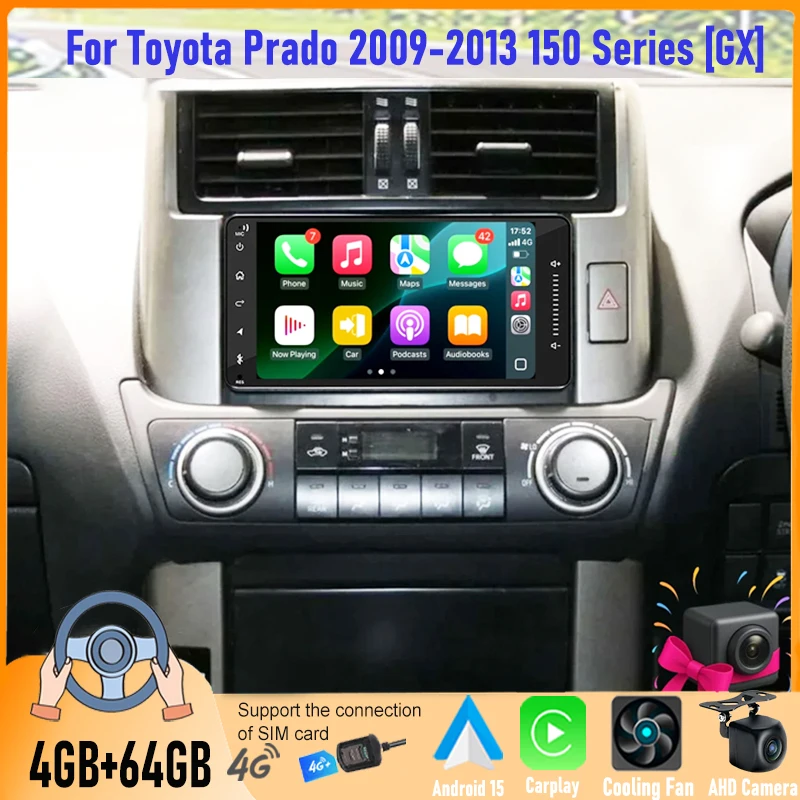 

7" 4+64GB For Toyota Prado 2009-2013 150 Series [GX] Car Stereo Radio Apple Carplay Android Auto Head Unit FM BT GPS