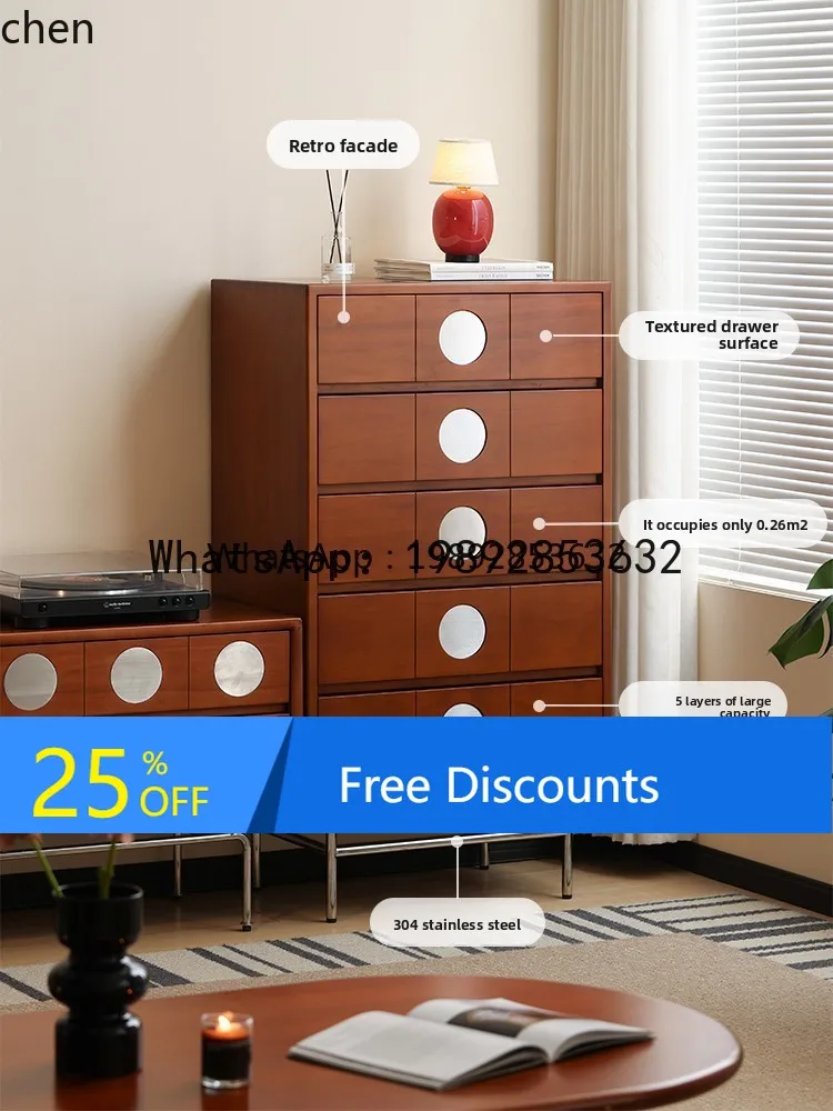 

LYY retro solid wood chest living room bedroom storage large capacity drawer cabinet