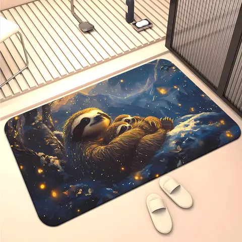 Adorable Cartoon Sloth Hug Area Rug, Soft Non-Slip Indoor Outdoor Floor Mat for Bedroom Living Room and Home Decor