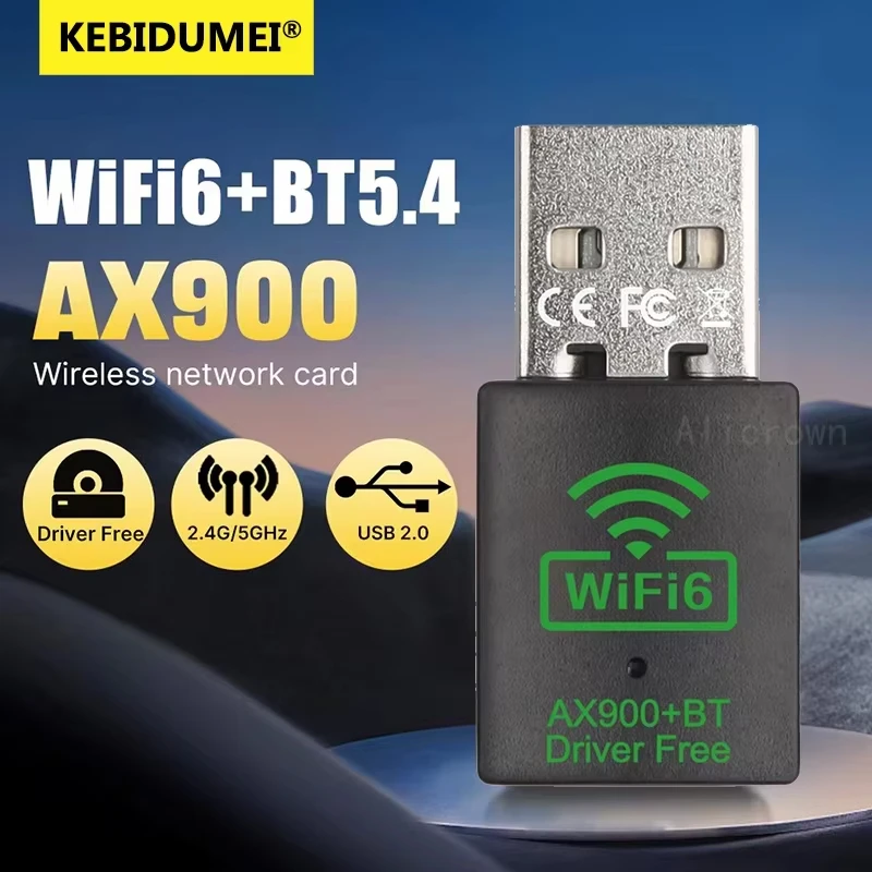 

AX900 USB беспроводной сетевой USB-приемник WiFi 6 Bluetooth 5,4 адаптер без привода 2,4G и 5 ГГц двухдиапазонный сетевой USB-приемник для ПК