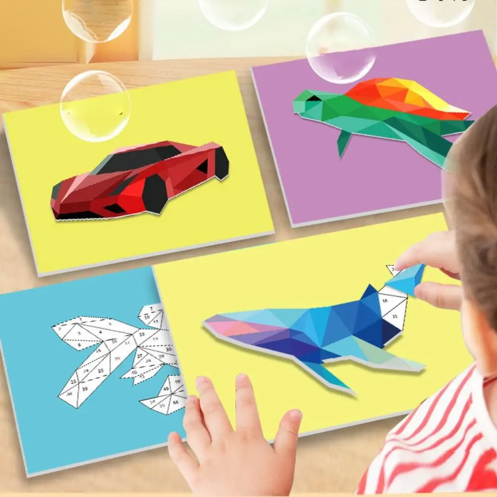 

Paper 3D Geometric Sticker Books Educational Toys Montessori DIY Paste Material Kit Cute Handmade Animals Sticker Book Children