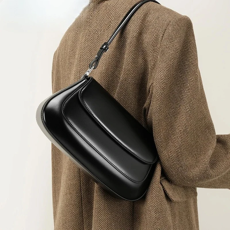

2026 luxury bags underarm cowhide Genuine leather handbags women vintage shoulder bag female luxury bags womens high quality