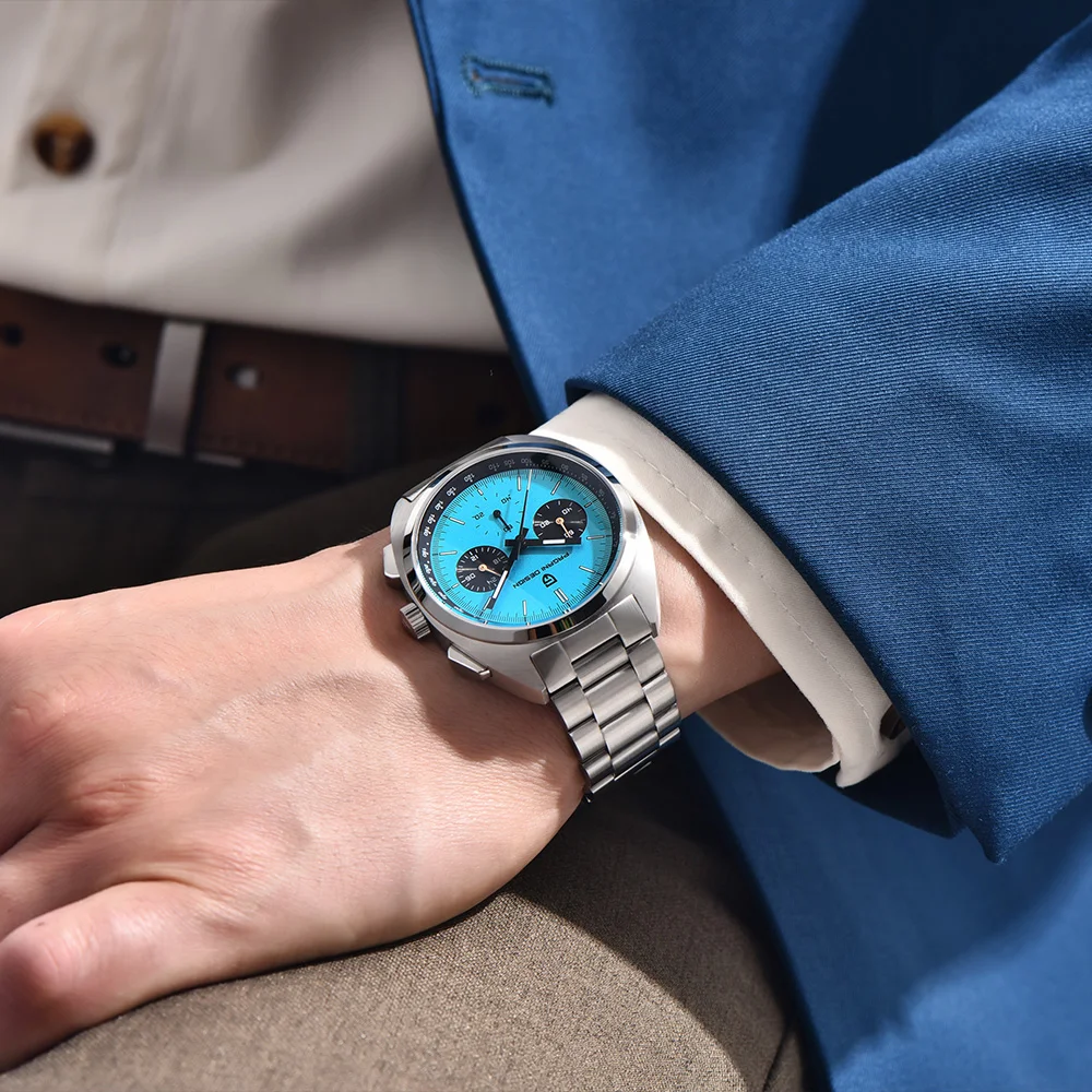 2026Pagani design Panda dial men's watch light luxury Quartz watch Japan Vk63 sports Chronograph Sapphire men's watch waterproof view 6