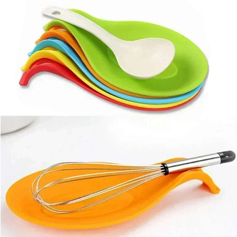 1-3Pcs Kitchen Accessories Organizer Gadgets Silicone Multipurpose Spoon Rest Mat Holder For Tableware Kitchen Items  Dish Rack