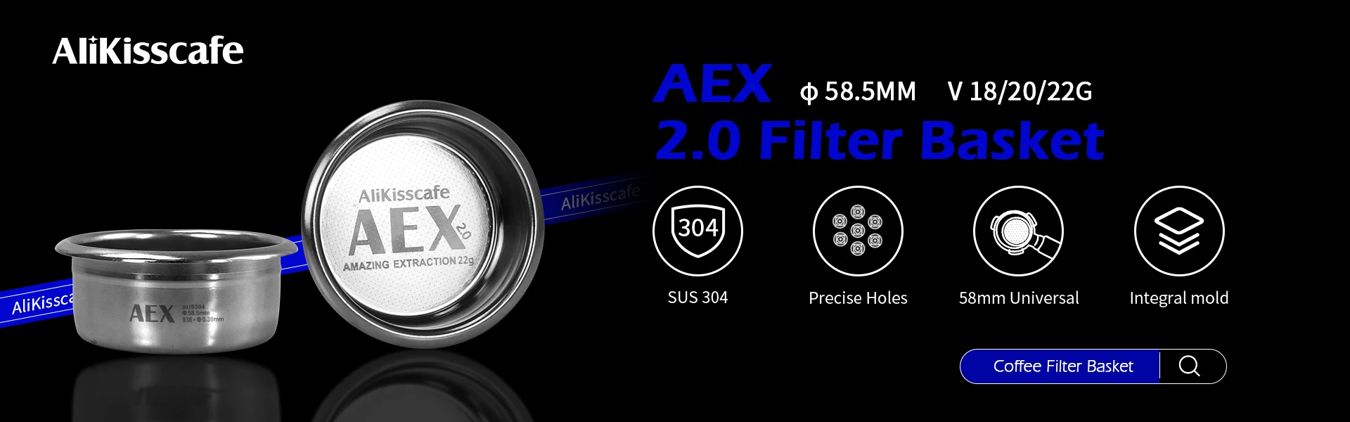 Alikisscafe Espresso Puck Sieb Filter 51mm 53,5mm 58.5mm 57mm Für Delonghi Breville Siebträger Barista Werkzeuge kaffee Zubehör – Detail 1