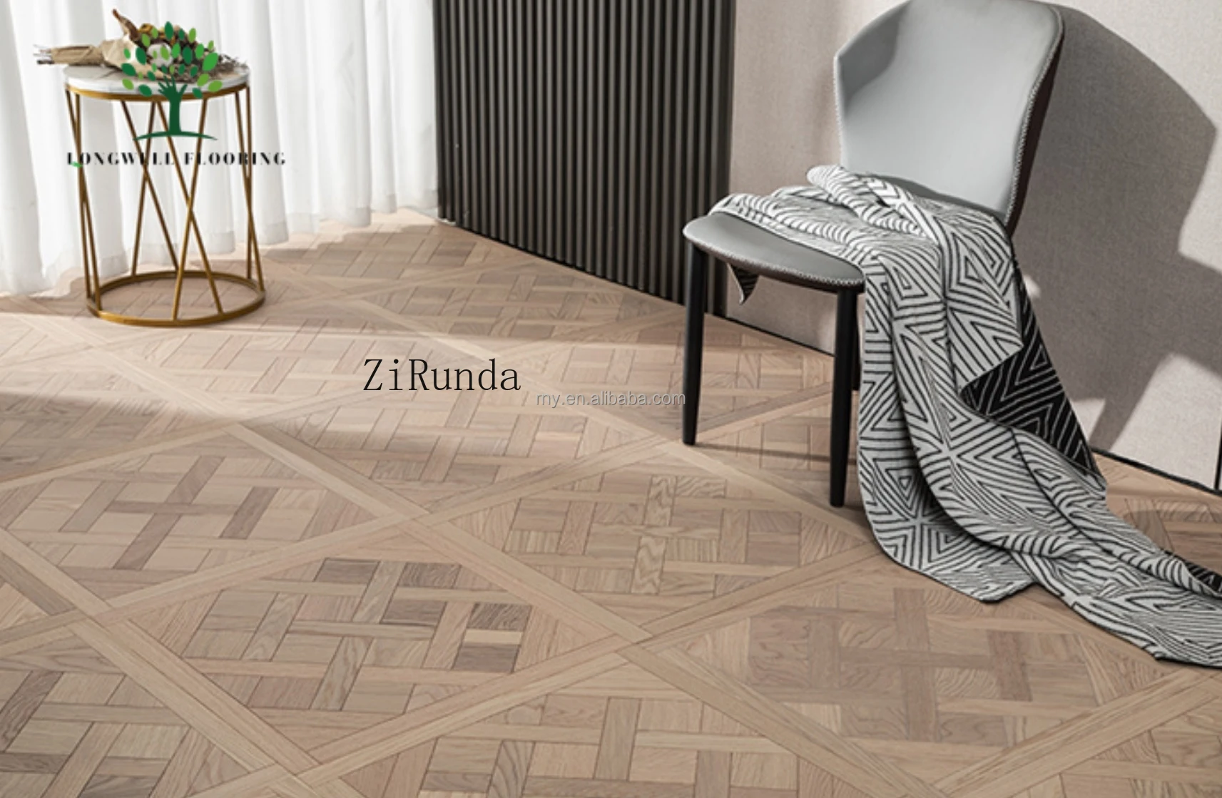 نسخة مخصصة من أرضيات الباركيه التجارية من خشب البلوط مخصصة متعددة الطبقات من الطوب الخشبي المربع بلاط الأرضيات الهندسية