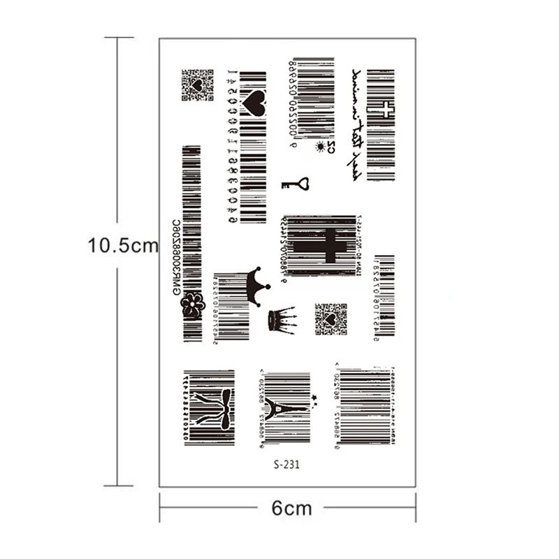 Temporary Tattoos Stylish Waterproof Fashionable Individual Unique Trendy Waterproof Body Art For Women 3d Barcode Design Cool