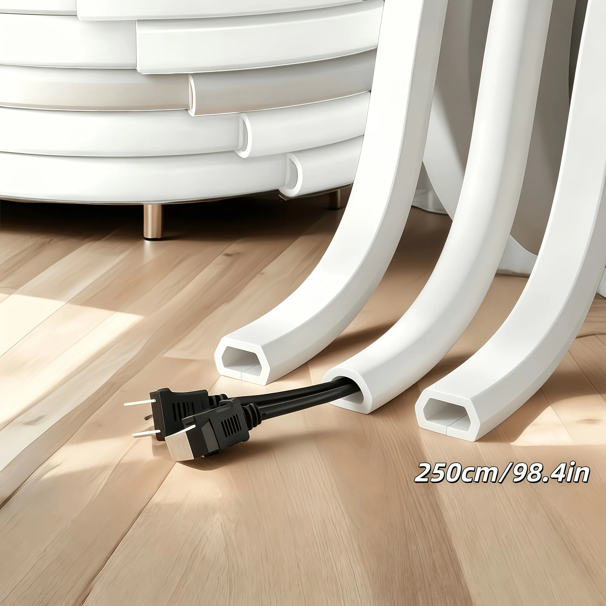 1PC Hidden Self-Adhesive Cable Tray Durable Flexible Material Electrical Conduit Cable Protector for Wall and Floor Installation