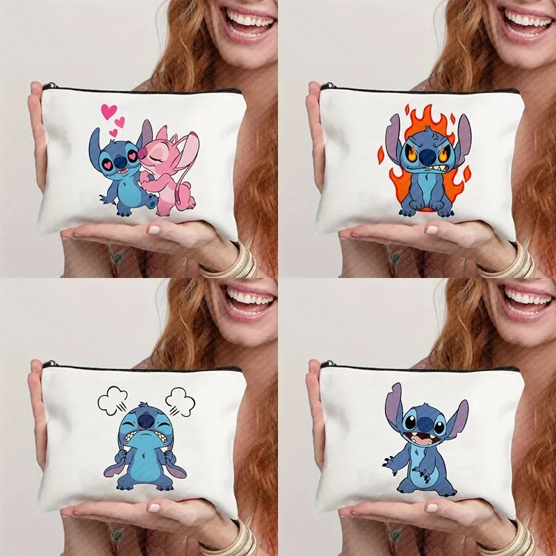 

Disney Fun Lilo&Stitch Kawaii Women's Makeup Bag Fashion Canvas Travel Portable Makeup Storage Bag Student Pen Bag Women's Gift