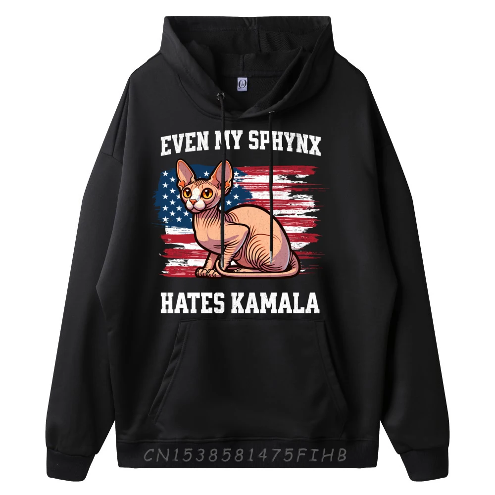 Even My Sphynx Cat breed Hates Kamala Election Republican Sports Hoodies Men Breathable and sweat-absorbent Camiseta Printed