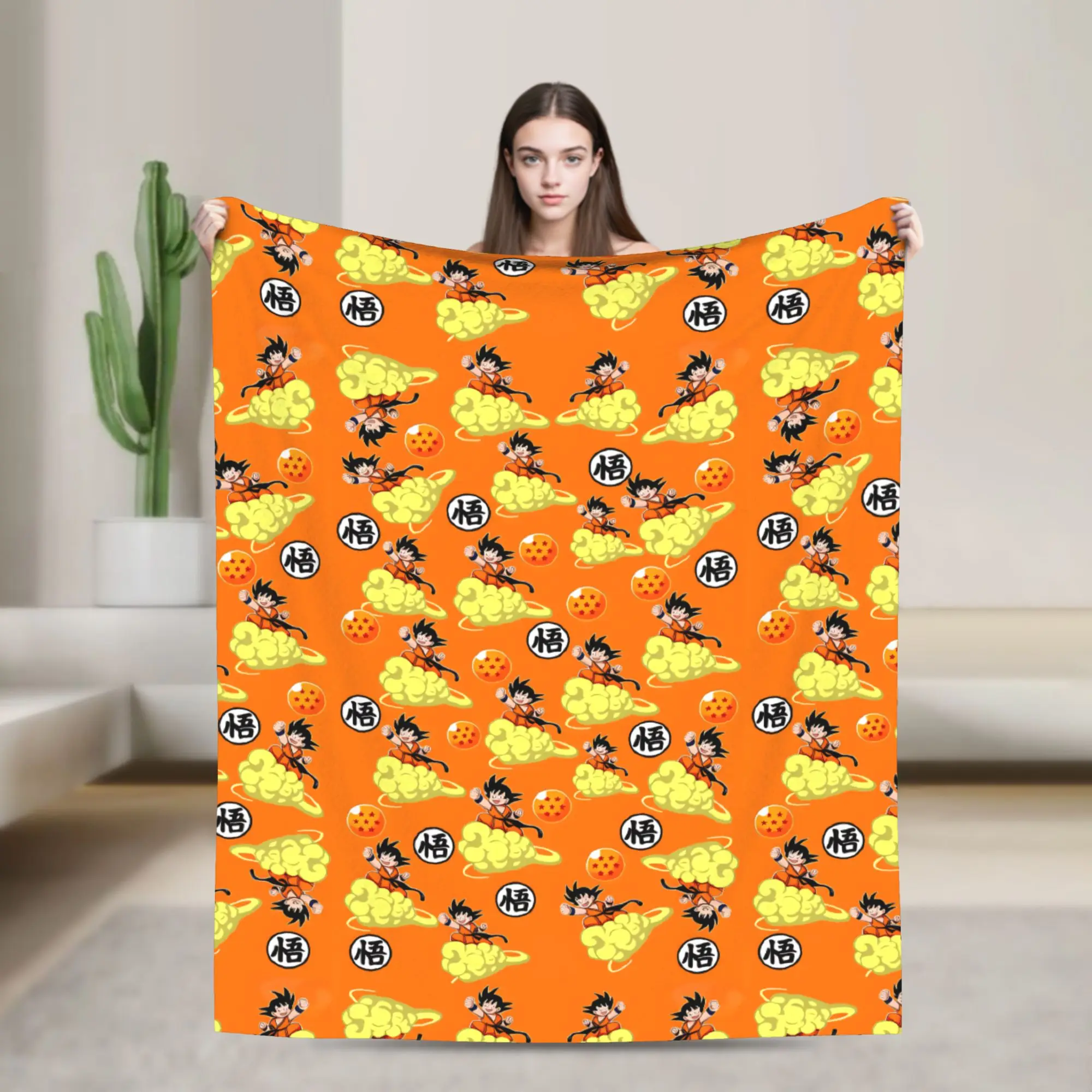 Custom Son Goku Dragon Ball Blankets Warm Flannel Throw Blanket for Bedroom Office Bedspreads