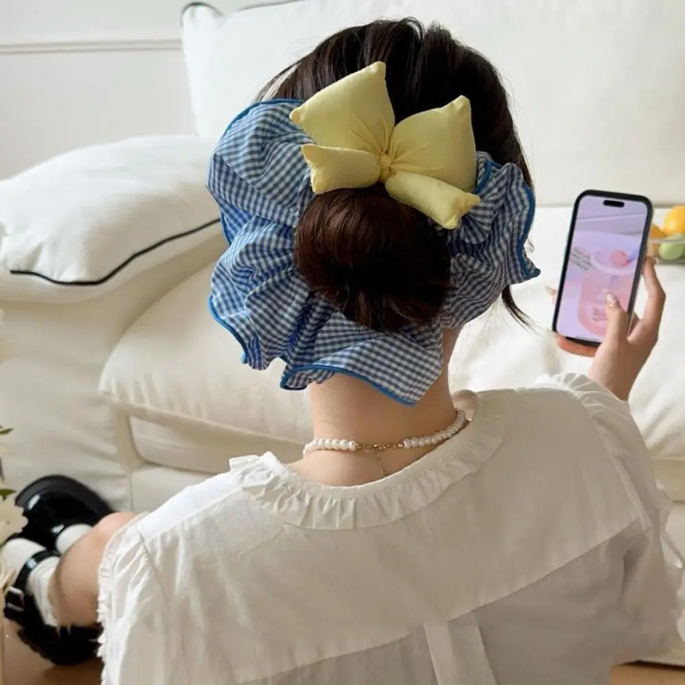 

Sweet Lattice Hair Scrunchies Bowknot Korean Style Ruffle Hair Rope Ponytail Holder Hair Rope Oversized Hair Tie Women