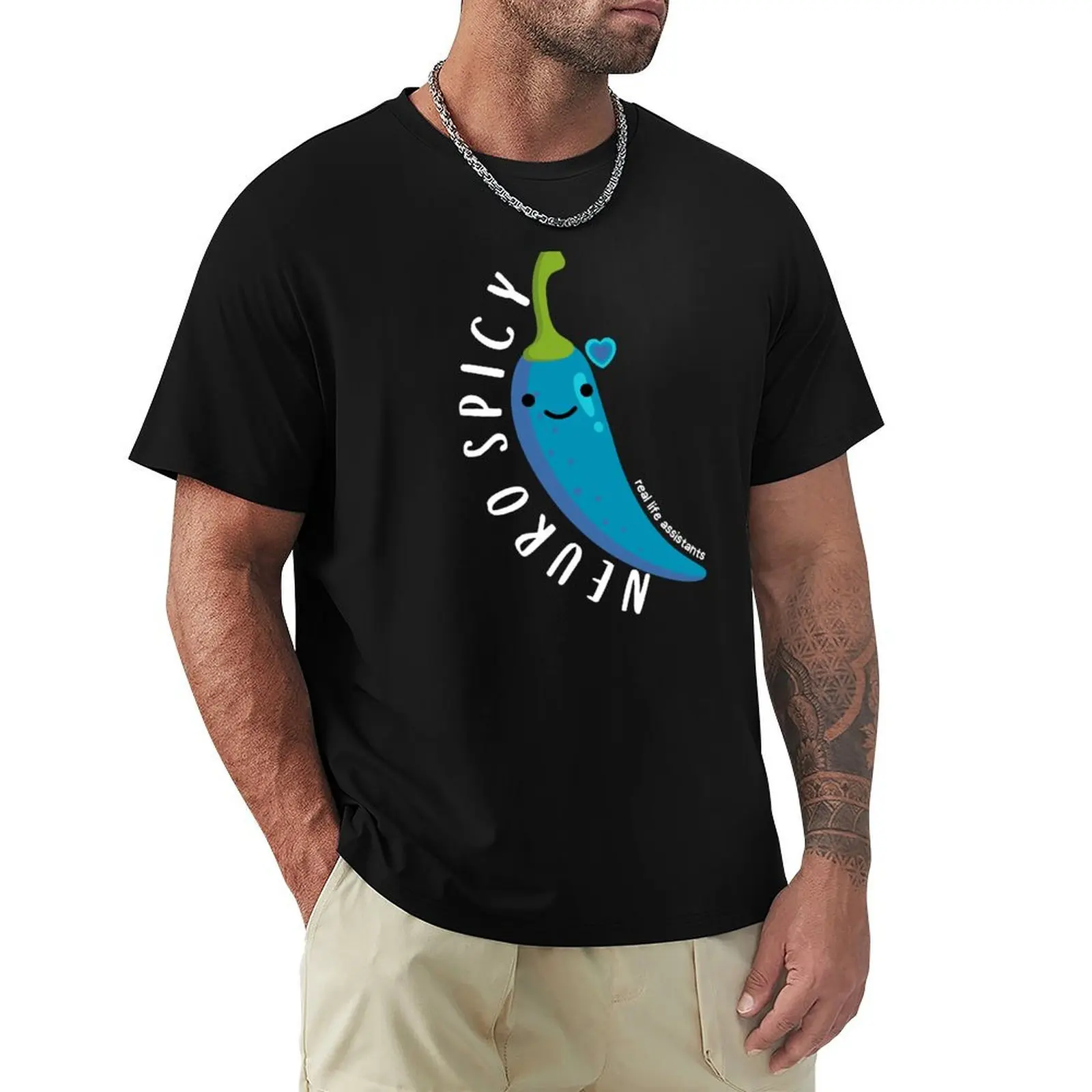 NeuroSpicy Blue White Writing T-Shirt Lightweight Hiking T-Shirt