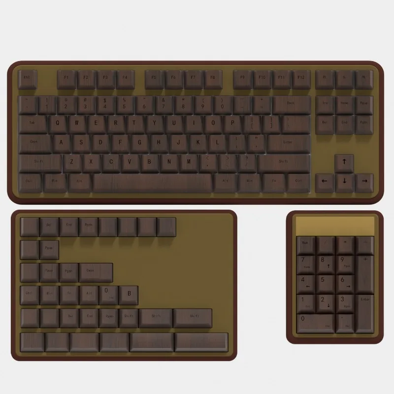 Imagem -06 - Original Grão de Madeira Keycaps Cinco-sided Dye Sublimação Cherry Perfil Keycap Acessórios Teclado Mecânico Presente 138 Chaves