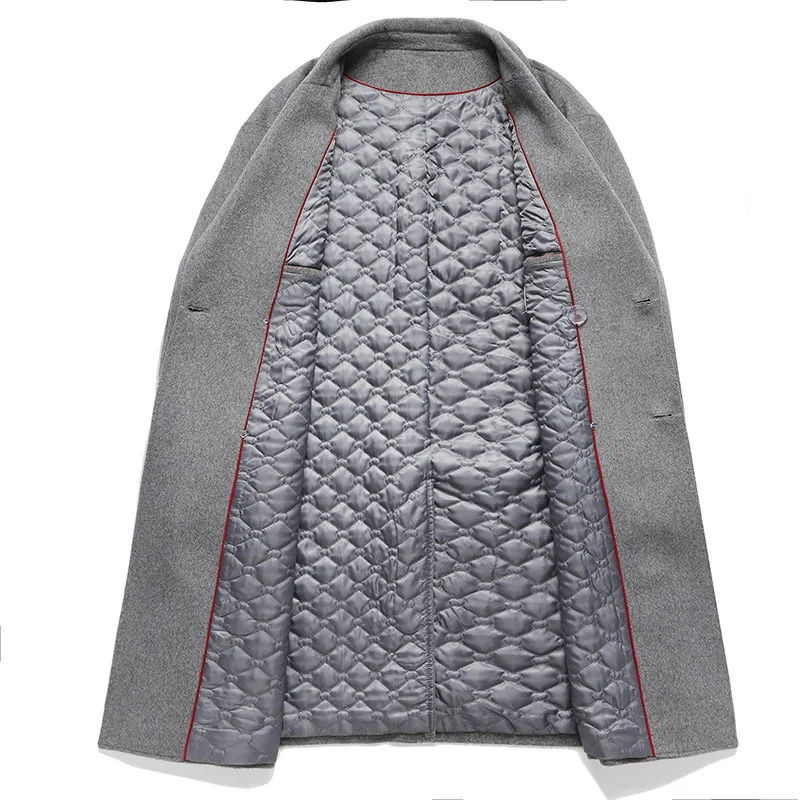 Solid Turn Down Collar Men Wool Blends Jacket Cardigan Coats Cardigan Double Breasted Outerwear High Street Loose Spliced